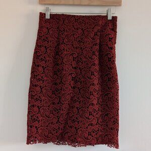 3/$30 ZARA burgundy lace pencil skirt